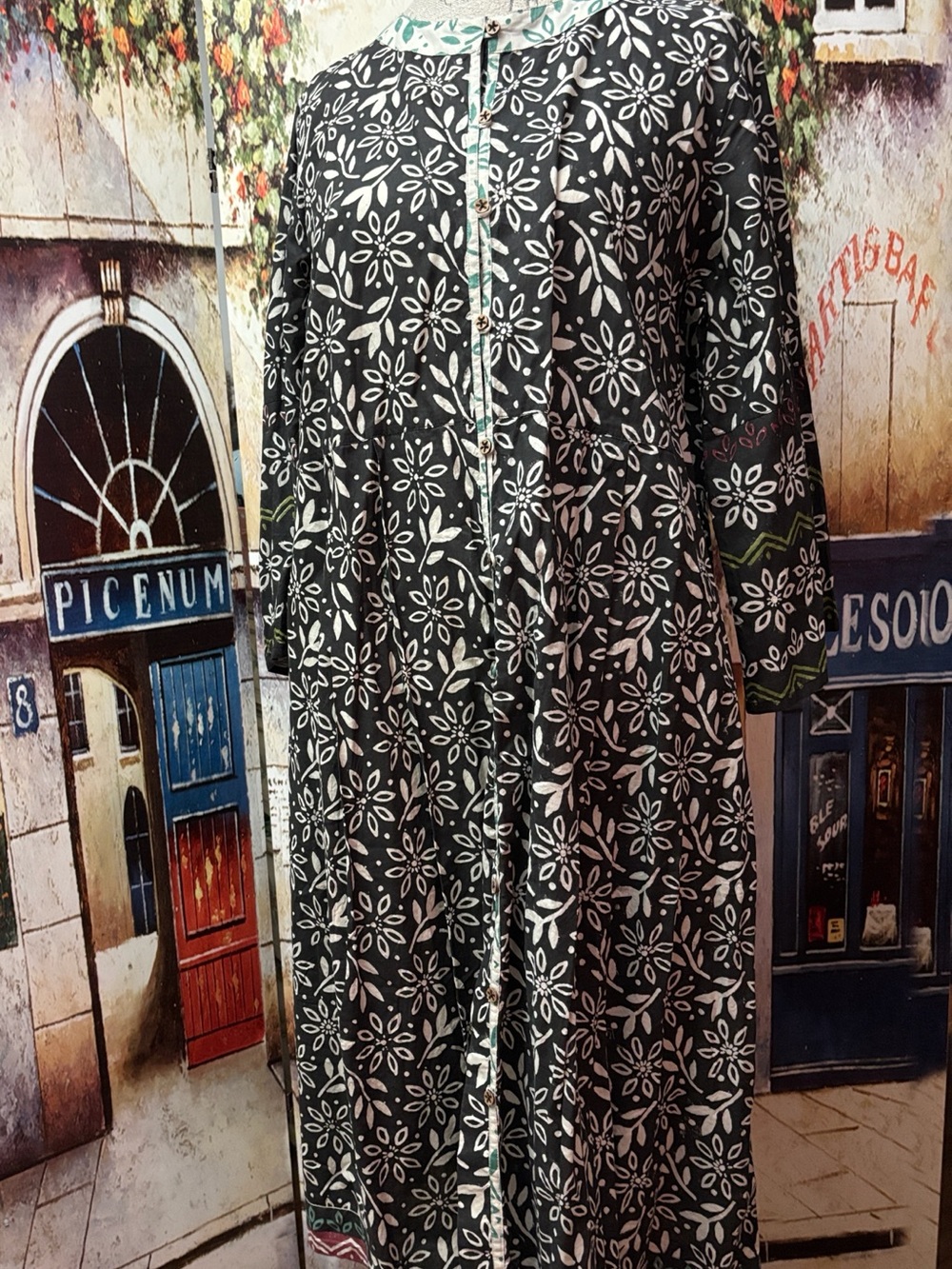 Gudrun Sjoden Woven "Kauri" Dress, Black/Print, Size Medium